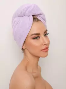 SHEIN Basic living 2nd Generation Quick Dry Microfiber Hair Towel, For Hair/Face/Body Christmas For Holiday Gift Giving Home Bathroom Decor - Purple - View 2