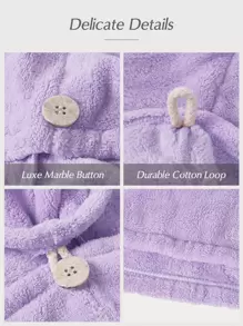 SHEIN Basic living 2nd Generation Quick Dry Microfiber Hair Towel, For Hair/Face/Body Christmas For Holiday Gift Giving Home Bathroom Decor - Purple - View 8
