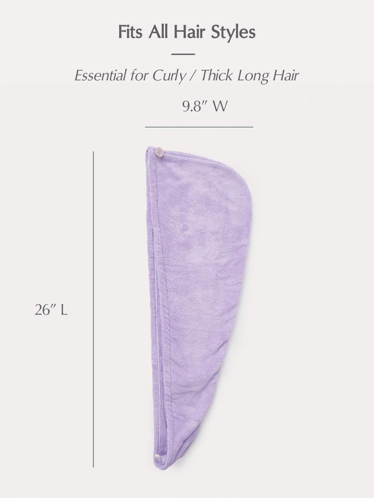 SHEIN Basic living Khăn lau tóc sợi nhỏ khô nhanh thế hệ thứ 2, dùng cho tóc/mặt/cơ thể, quà tặng Giáng sinh cho ngày lễ, trang trí phòng tắm tại nhà - Màu tím - Xem 3