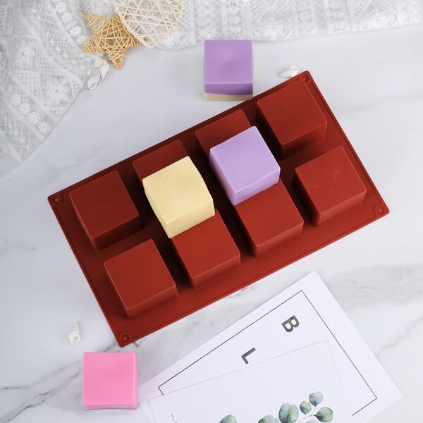 

1pc Square Design Silicone Chocolate Mold, Burgundy