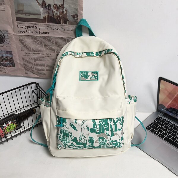 

Figure Graphic Nylon Backpack, Beige