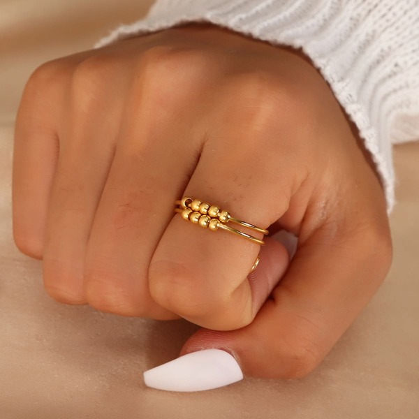 

Bead Decor Layered Ring, Gold