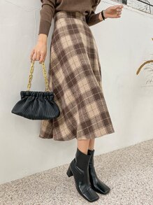 DAZY High Waist Plaid A-Line Skirt Fall,Winter