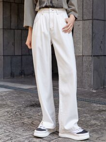 DAZY ハイウエスト ストレートパンツ スプリットヘム
