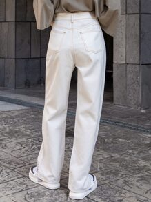 DAZY ハイウエスト ストレートパンツ スプリットヘム
