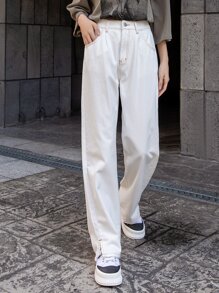 DAZY ハイウエスト ストレートパンツ スプリットヘム