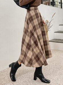 DAZY High Waist Plaid A-Line Skirt Fall,Winter