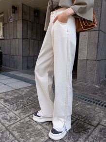 DAZY ハイウエスト ストレートパンツ スプリットヘム
