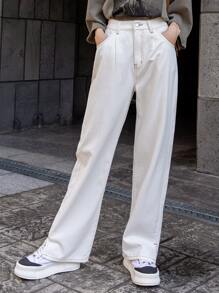 DAZY ハイウエスト ストレートパンツ スプリットヘム
