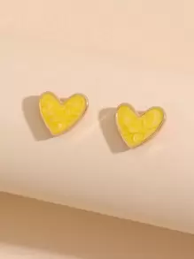 Hoa tai chốt trái tim - Màu vàng - Xem 2