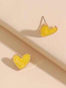Hoa tai chốt trái tim - Màu vàng - Xem 3