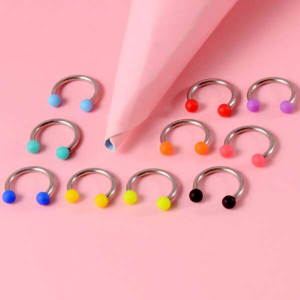 

10pcs Ball Decor Ear Cuff, Multicolor