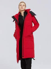 MIEGOFCE Zip Up Puffer Hooded Padded Coat - Red - View 1