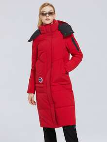 MIEGOFCE Zip Up Puffer Hooded Padded Coat - Red - View 3