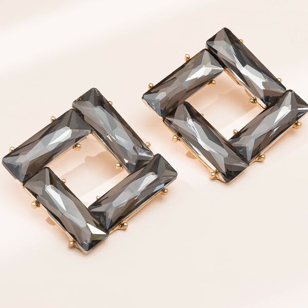 

Rhinestone Geo Decor Stud Earrings, Grey