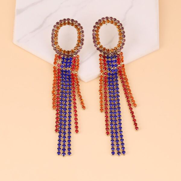 

Rhinestone Decor Drop Earrings, Multicolor