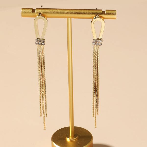 

Rhinestone Decor Drop Earrings, Gold