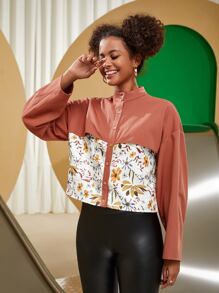 Serenity Floral Print Drop Shoulder 2 In 1 Blouse - Multicolor - View 5