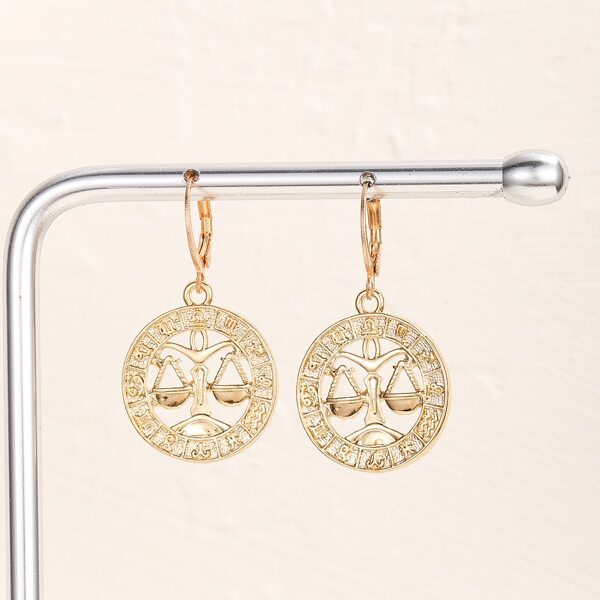 

Libra Symbol Decor Hoop Earrings, Gold
