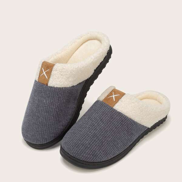 

Colorblock Bedroom Slippers, Grey