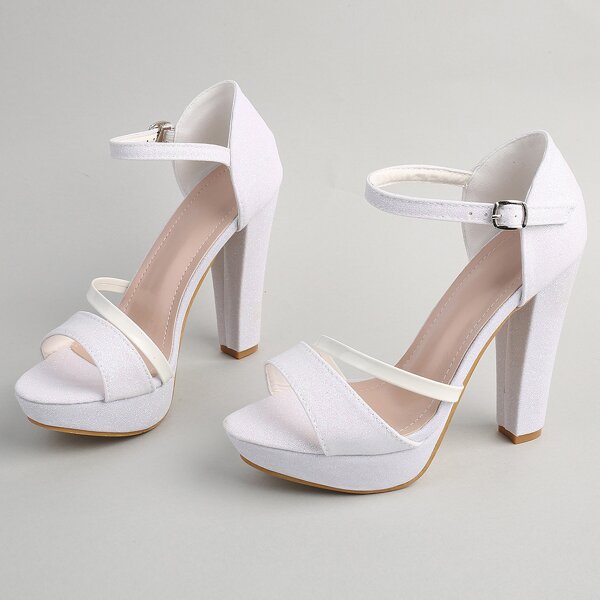 

Criss Cross Platform Ankle Strap Sandals, White
