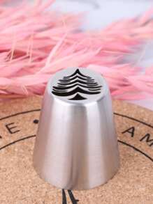 1pc Christmas Tree Design Piping Nozzle - Silver - View 3
