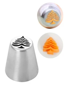 1pc Christmas Tree Design Piping Nozzle - Silver - View 4