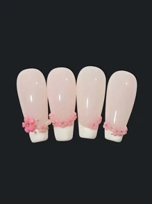 1pack Flower Shaped Nail Art Decoration - Pink - View 2