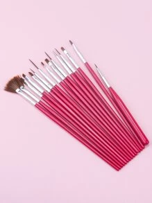 美甲刷套裝，15入組凝膠美甲繪畫套件刷子，花卉繪圖筆凝膠指甲油繪畫刷美甲筆套件美甲美甲拋光筆工具，適合家庭和專業美甲沙龍（紅色） - 酒紅色 - 查看 2