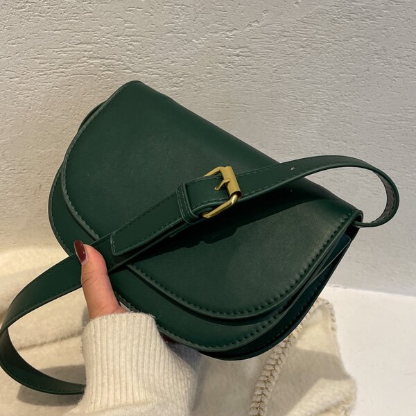 

Minimalist Flap Shoulder Bag, Green
