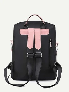 Mochila con bolsillo delantero multi compartimiento - Negro - Ver 2