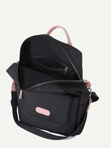 Mochila con bolsillo delantero multi compartimiento - Negro - Ver 3