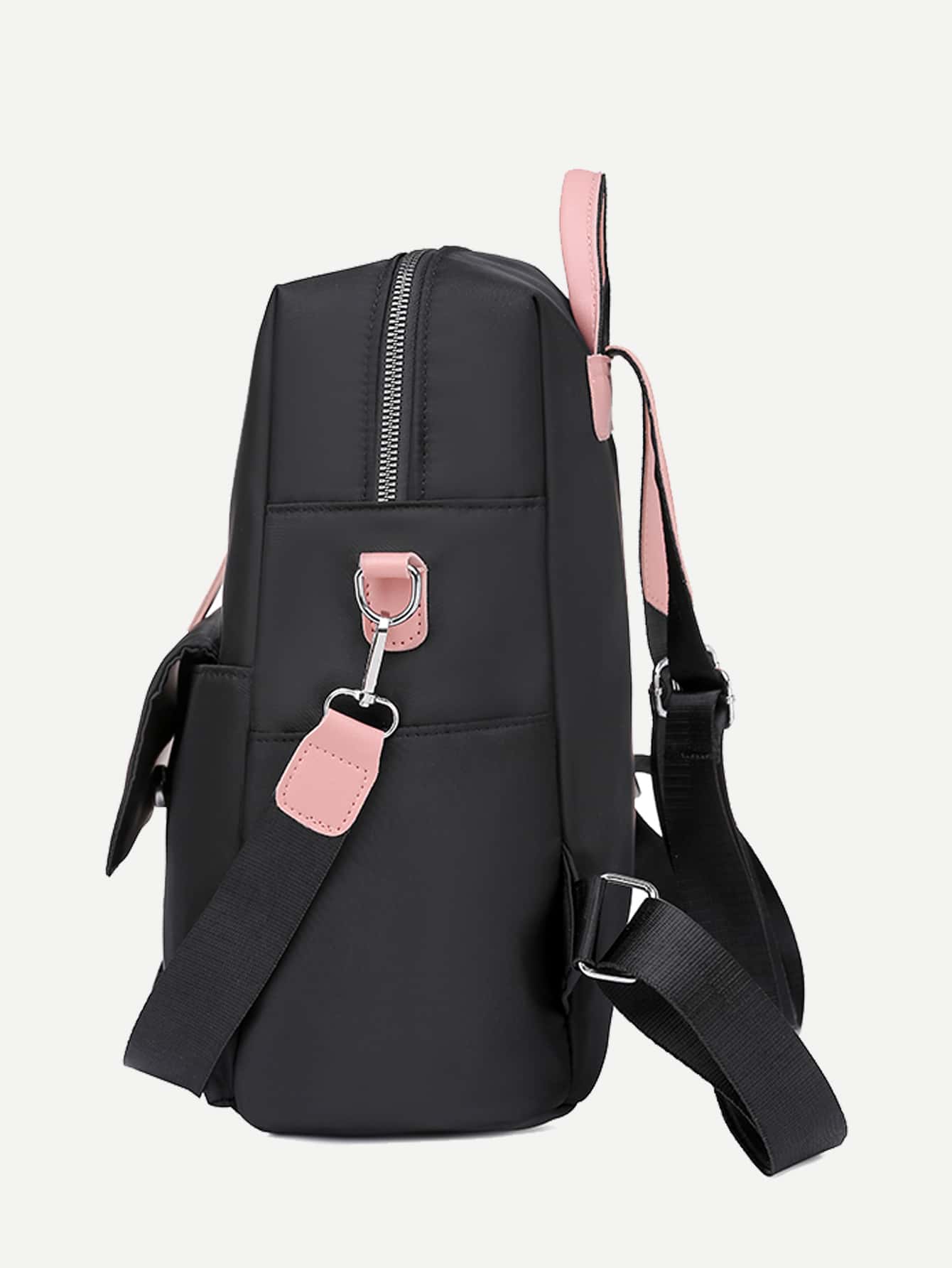 Pocket Front Multi-compartment Backpack - Black - View 6