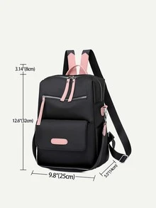 Mochila con bolsillo delantero multi compartimiento - Negro - Ver 7