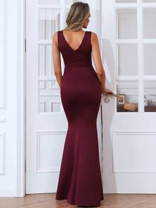 Missord Vestido de fiesta fruncido fruncido bajo sirena maxi - Granate - Ver 2