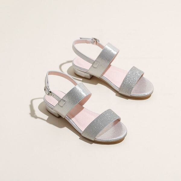 

Girls Metallic Ankle Strap Sandals, Silver
