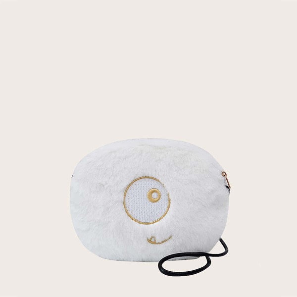 

Girls Cartoon Design Fluffy Novelty Bag, White