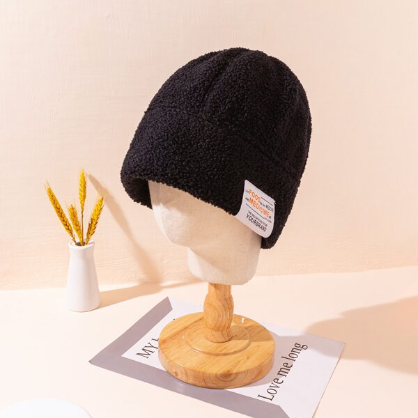 

Men Label Decor Hat, Black