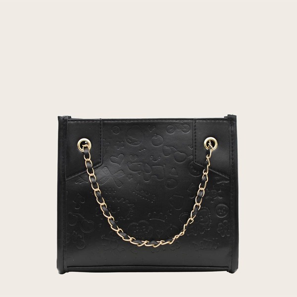 

Girls Minimalist Square Bag, Black