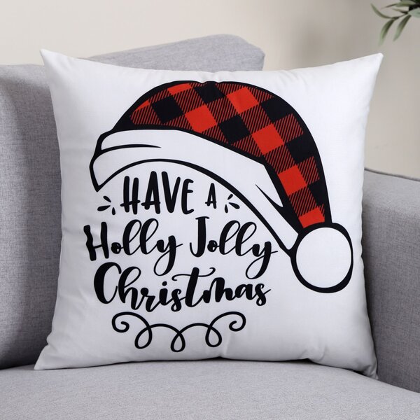 

Christmas Hat Print Cushion Cover Without Filler, Multicolor