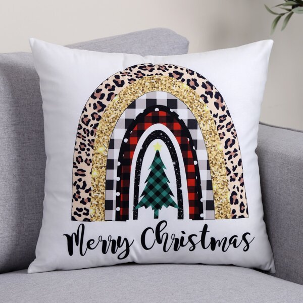 

Christmas Tree Print Cushion Cover Without Filler, Multicolor