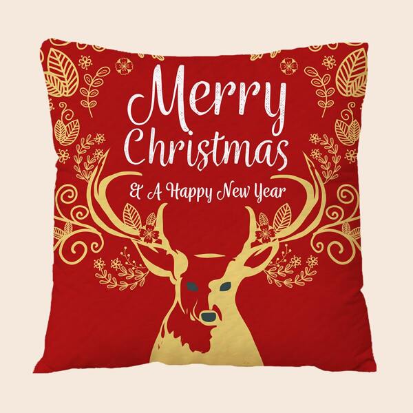 

Christmas Print Cushion Cover Without Filler, Multicolor