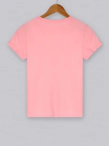 Camiseta con estampado de salpicadura de pintura y corazón - grande - Rosa - Ver 2