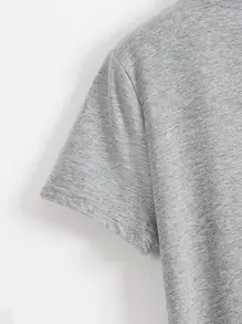 Camiseta con estampado de salpicadura de pintura y corazón - grande - Gris - Ver 3