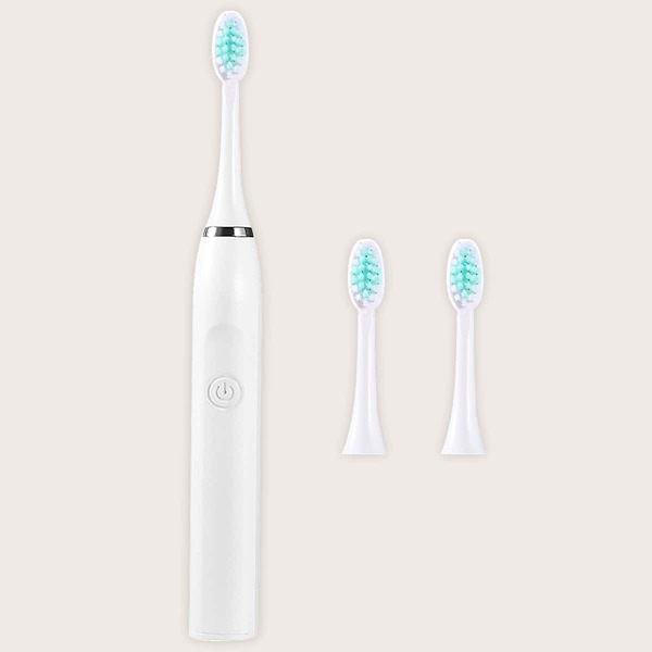 

1pc Colorblock Electric Toothbrush & 3pcs Brush Head, White