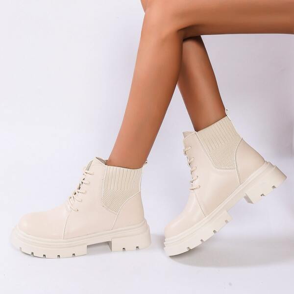 

Splicing Design Platform Combat Boots, Beige