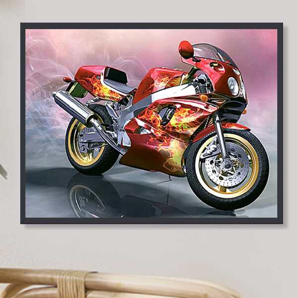 

Motorcycle Pattern DIY Diamond Painting Without Frame, Multicolor
