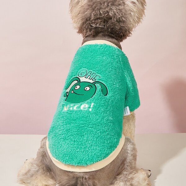 

Cartoon Embroidery Pet Sweatshirt, Green