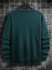 Manfinity Men Clouds & Lightning Print Sweatshirt - Dark Green - View 2