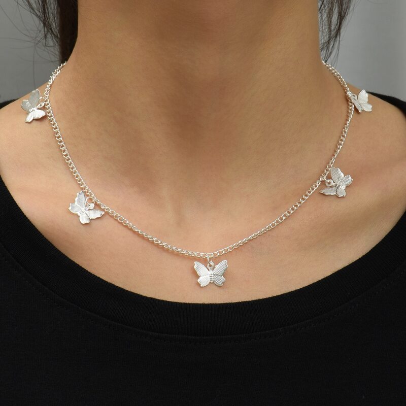 

Butterfly Charm Chain Necklace, Silver